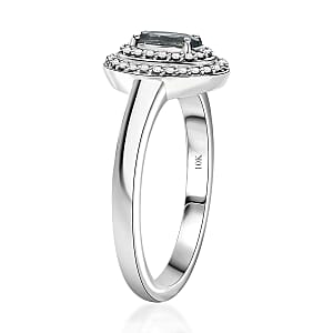 Luxoro AAA Narsipatnam Alexandrite and G-H I2 Diamond 0.85 ctw Double Halo Ring in 10K White Gold (Size 9.0)