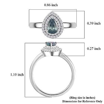 Luxoro 10K White Gold AAA Narsipatnam Alexandrite, Diamond (G-H, I2) (0.25 cts) Double Halo Ring (Size 13.0) (Del. in 10-15 Days) 0.90 ctw