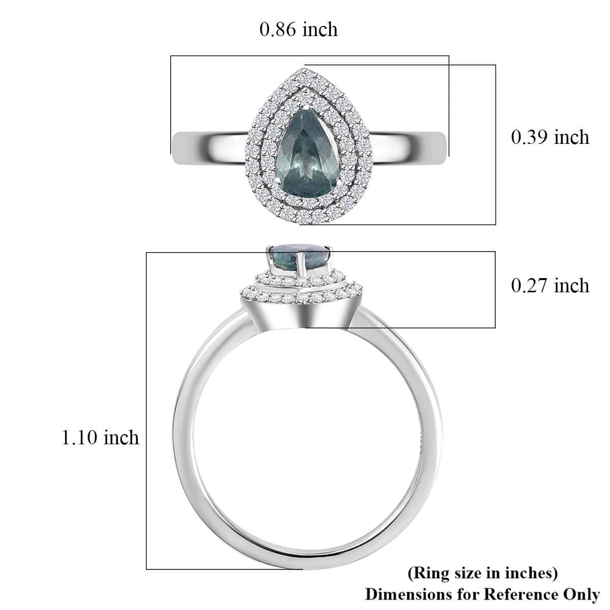 Luxoro AAA Narsipatnam Alexandrite and G-H I2 Diamond 0.90 ctw Double Halo Ring in 10K White Gold (Size 7.0) image number 5