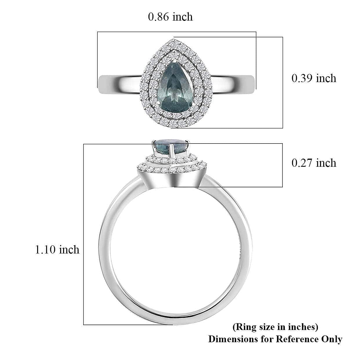 Luxoro 10K White Gold AAA Narsipatnam Alexandrite, Diamond (G-H, I2) (0.25 cts) Double Halo Ring (Size 7.5) (Del. in 10-15 Days) 0.90 ctw image number 5