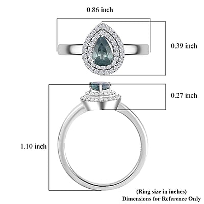 Luxoro AAA Narsipatnam Alexandrite and G-H I2 Diamond 0.90 ctw Double Halo Ring in 10K White Gold (Size 8.0) (Del. in 10-15 Days)