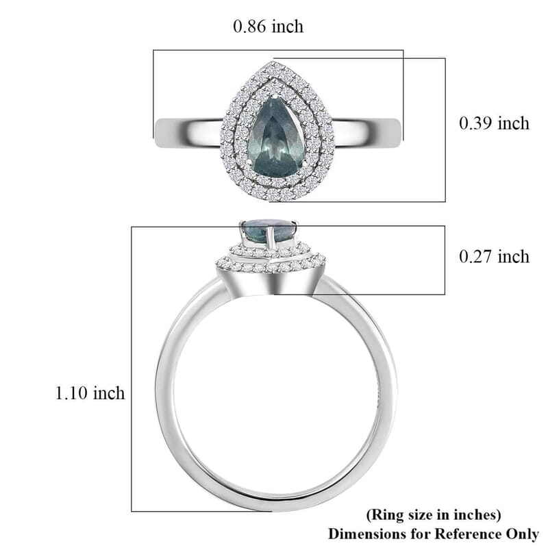 Luxoro 10K White Gold AAA Narsipatnam Alexandrite, Diamond (G-H, I2) (0.25 cts) Double Halo Ring (Size 8.5) (Del. in 10-15 Days) 0.90 ctw