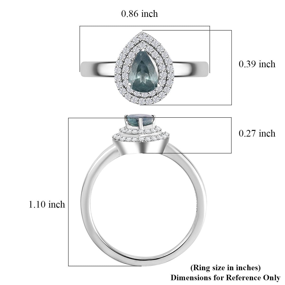 Luxoro AAA Narsipatnam Alexandrite and G-H I2 Diamond 0.90 ctw Double Halo Ring in 10K White Gold (Size 9.0) (Del. in 10-15 Days)  image number 5