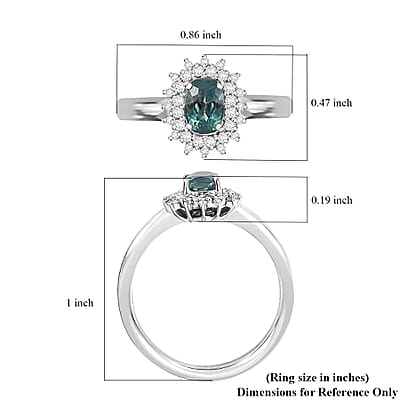 Luxoro AAA Narsipatnam Alexandrite and G-H I2 Diamond 0.90 ctw Double Halo Ring in 10K White Gold (Size 10.0)