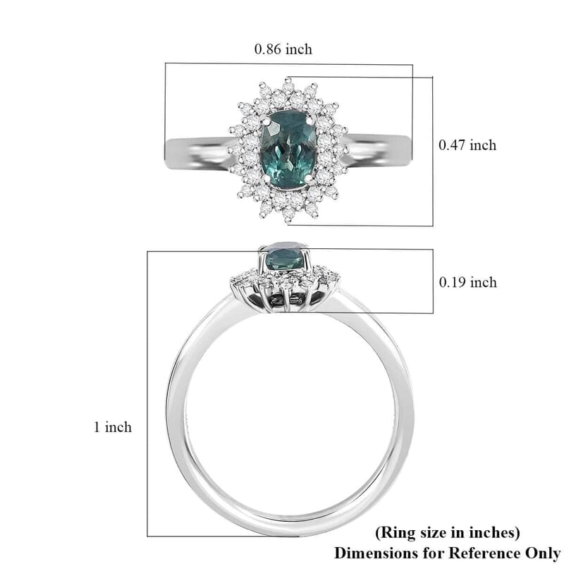 Luxoro AAA Narsipatnam Alexandrite and G-H I2 Diamond 0.90 ctw Double Halo Ring in 10K White Gold (Size 10.0)