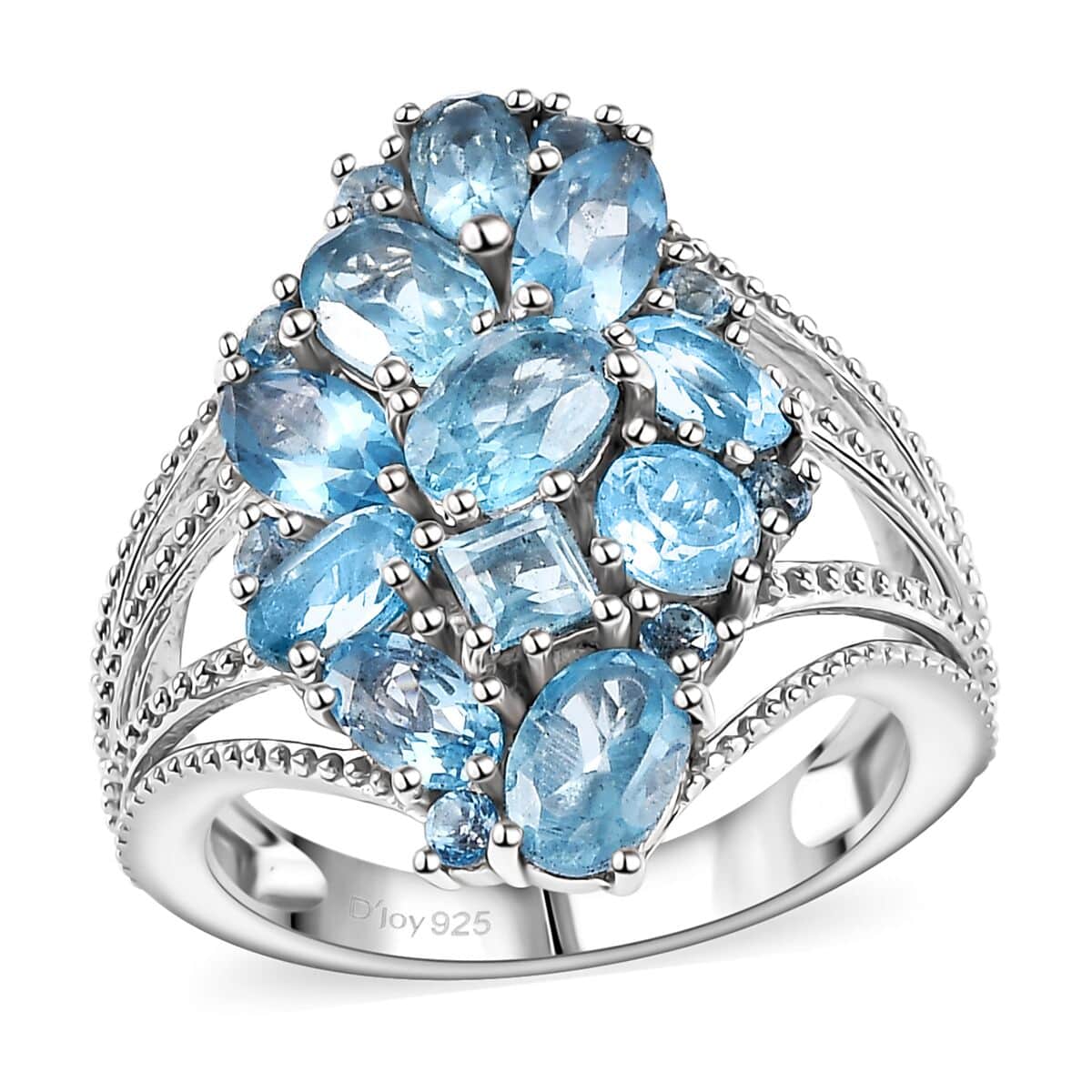 Color of Multi Blue Topaz 4.35 ctw Ocean Serenade Ring in Platinum Over Sterling Silver (Size 10.0) image number 0