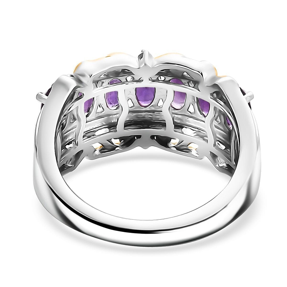 Karis African Amethyst and White Zircon 1.60 ctw Ring in 18K YG Plated and Platinum Bond (Size 7.0) image number 4