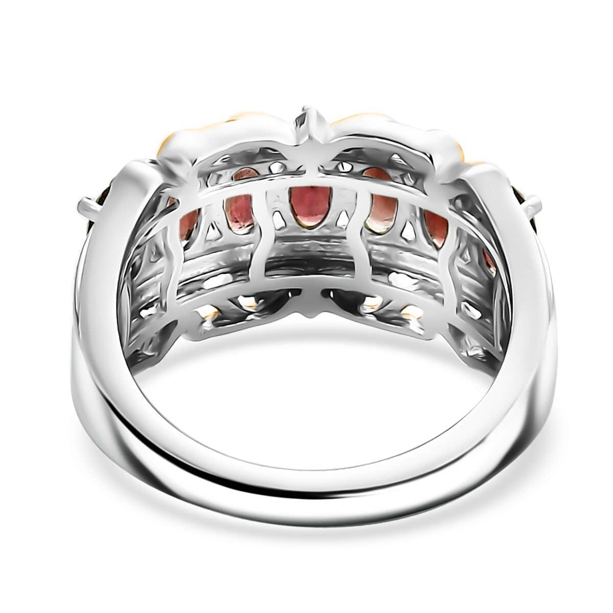 Karis Mozambique Garnet and White Zircon 2.15 ctw Ring in 18K YG Plated and Platinum Bond (Size 5.0) image number 4