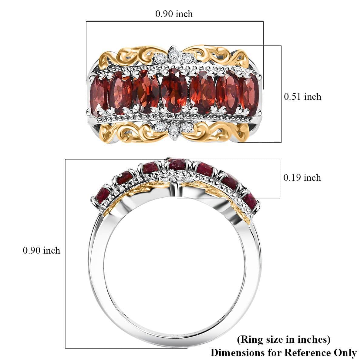 Karis Mozambique Garnet and White Zircon 2.15 ctw Ring in 18K YG Plated and Platinum Bond (Size 5.0) image number 5