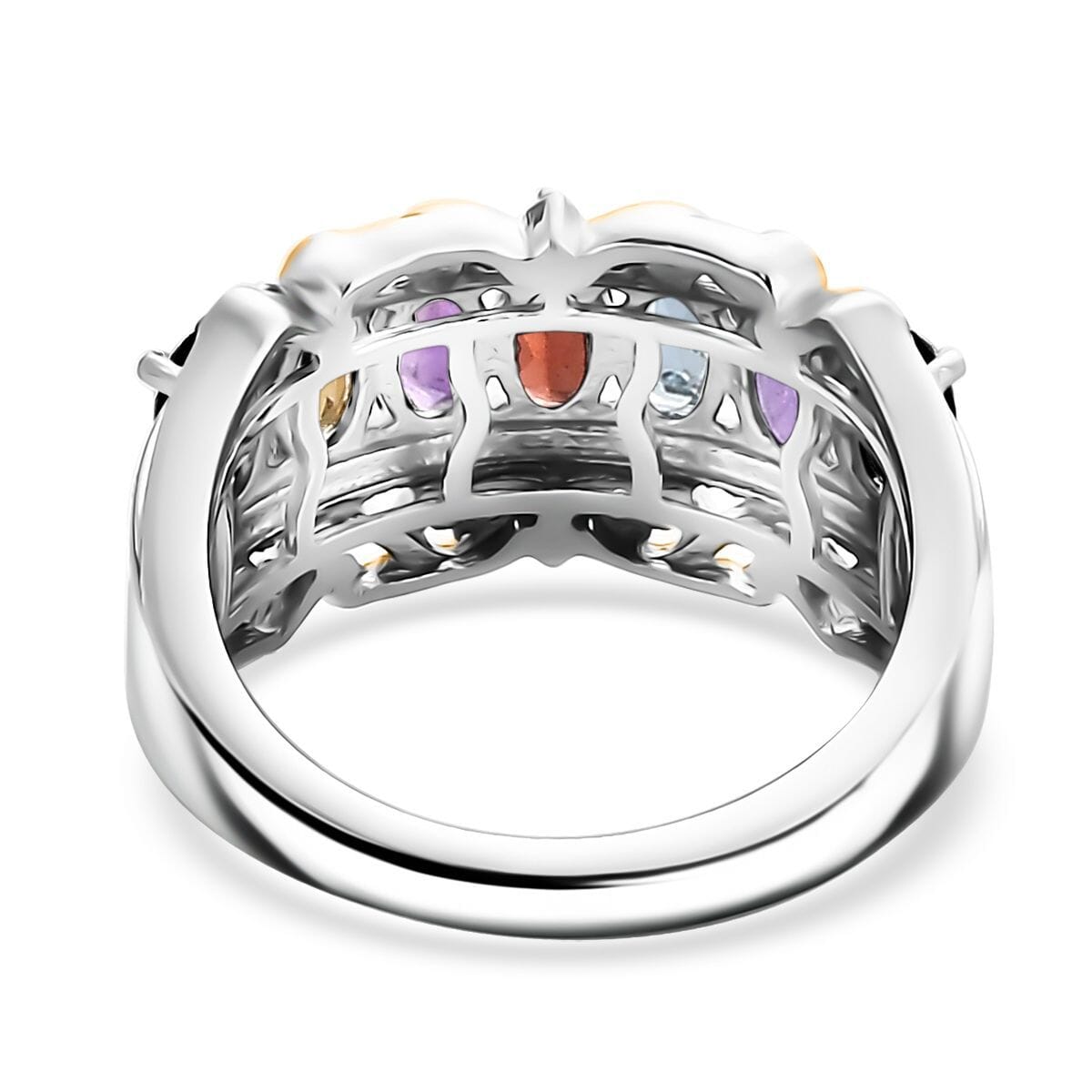 Karis Multi Gemstone 1.60 ctw Ring in 18K YG Plated and Platinum Bond (Size 9.0) image number 4