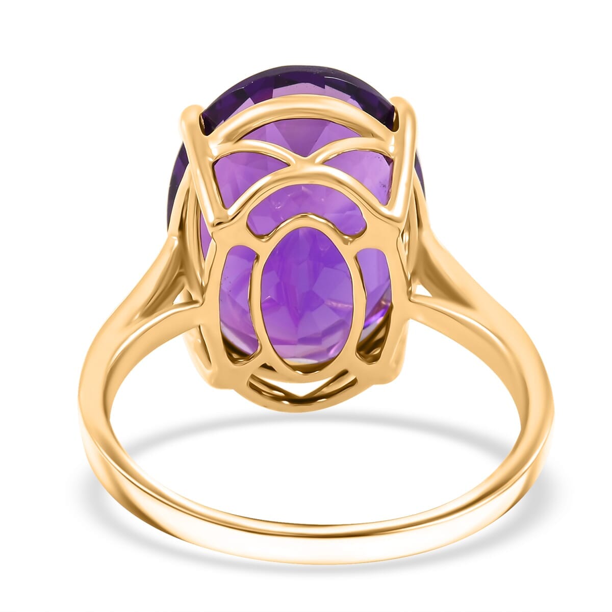Luxoro AAA Lusaka Amethyst and G-H I2 Diamond 9.15 ctw Ring in 10K Yellow Gold (Size 10.0) image number 4