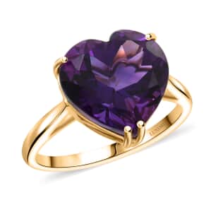 Luxoro AAA Lusaka Amethyst 5.65 ctw Heart Ring in 10K Yellow Gold (Size 10.0)