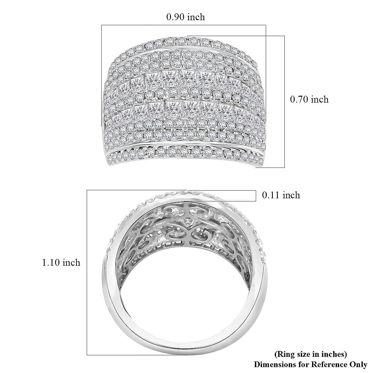 White Diamond 3.00 ctw Ring in 14K White Gold (Size 10.0) 7.10 Grams
