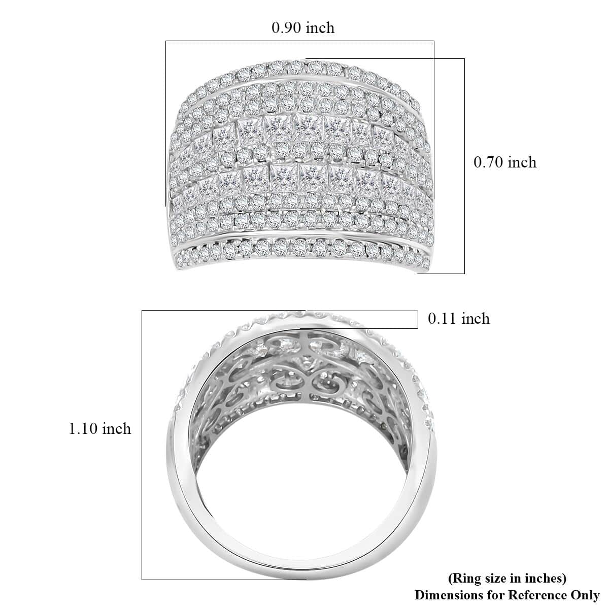 White Diamond 3.00 ctw Ring in 14K White Gold (Size 10.0) 7.10 Grams image number 5