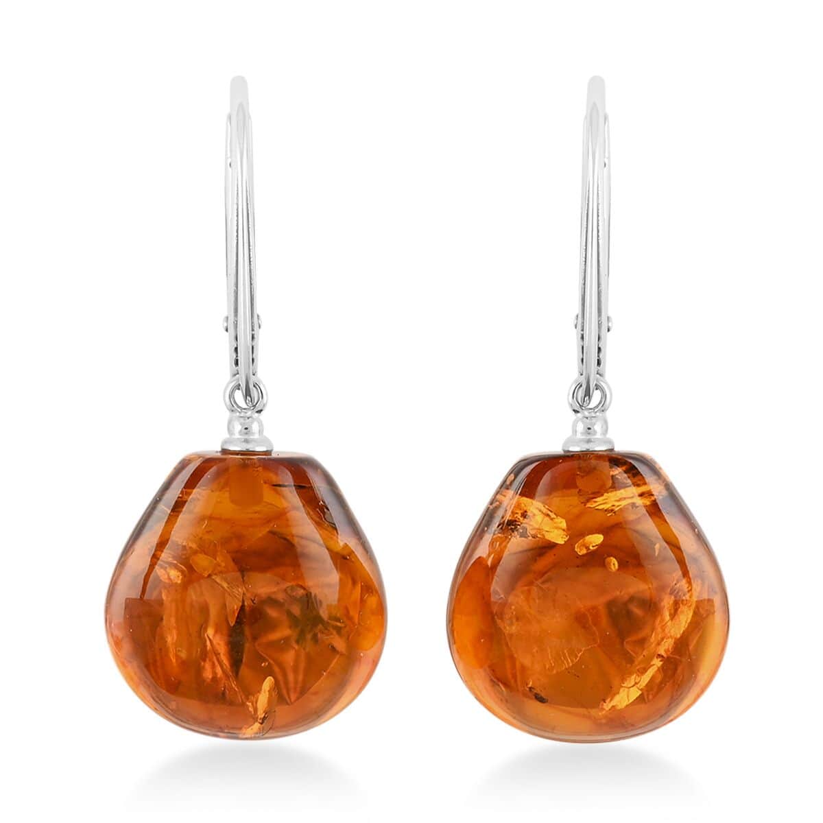 Baltic Amber Drop Earrings in Sterling Silver image number 0