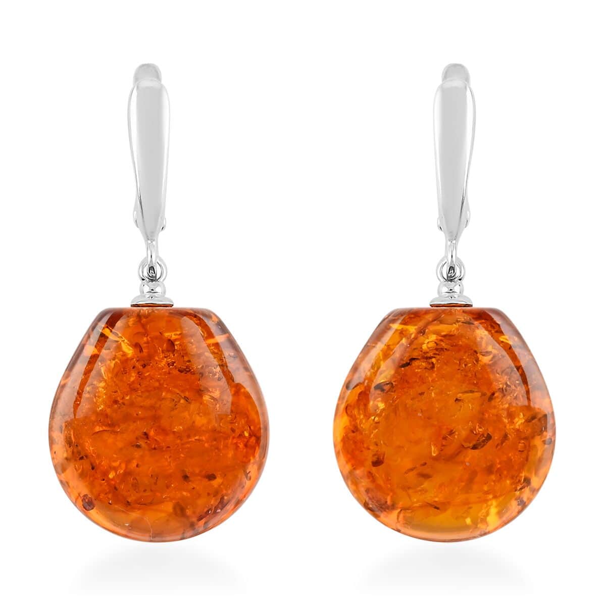 Baltic Amber Drop Earrings in Sterling Silver image number 0