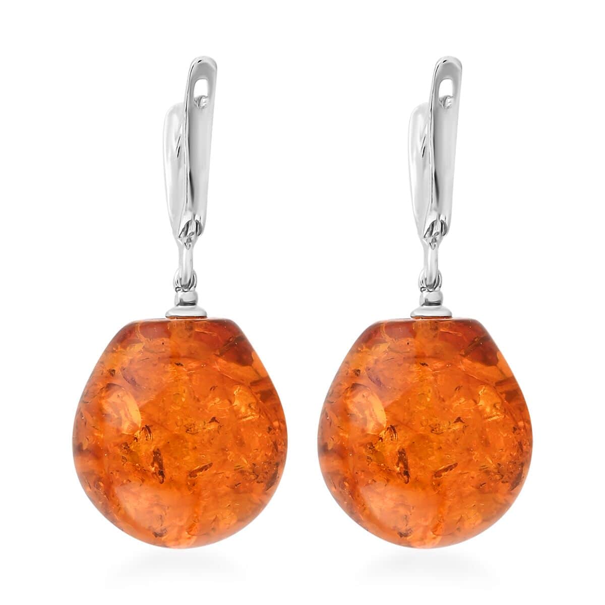 Baltic Amber Drop Earrings in Sterling Silver image number 3