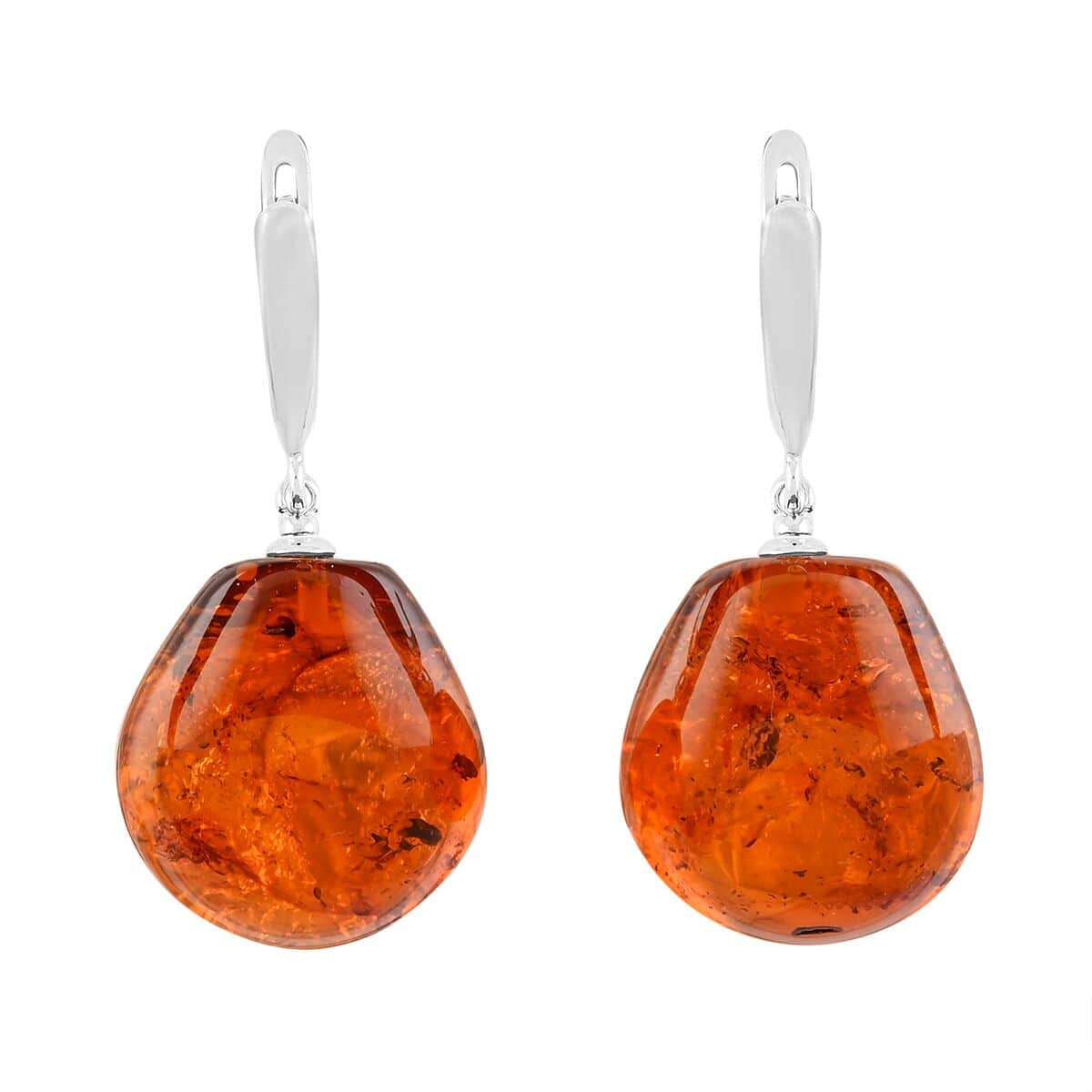 Baltic Amber Drop Earrings in Sterling Silver image number 0