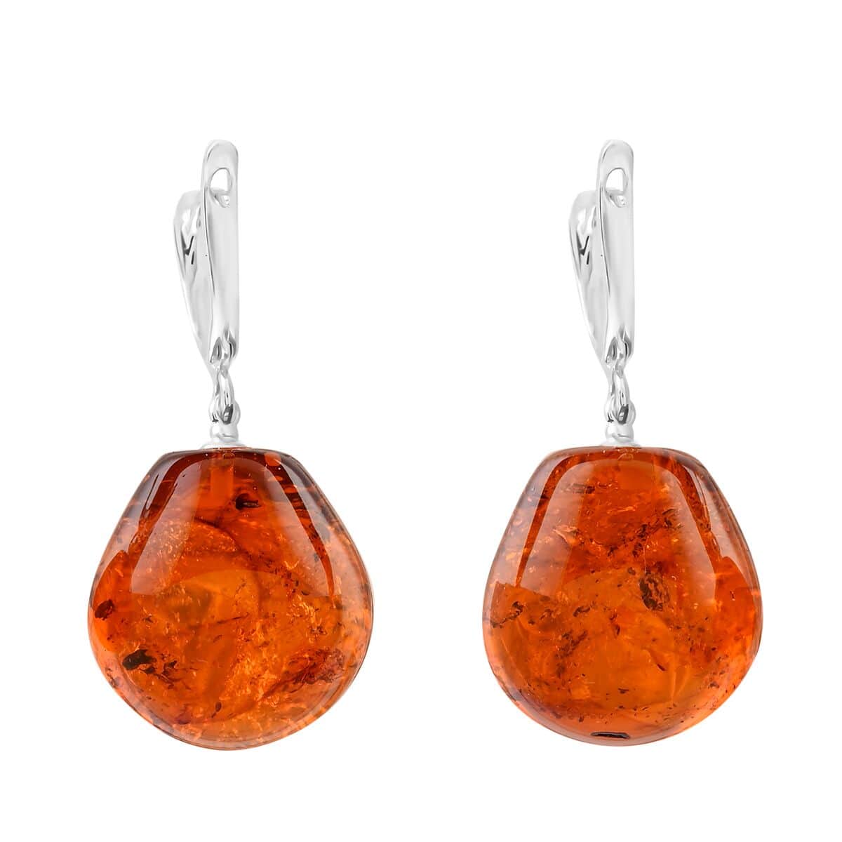 Baltic Amber Drop Earrings in Sterling Silver image number 3