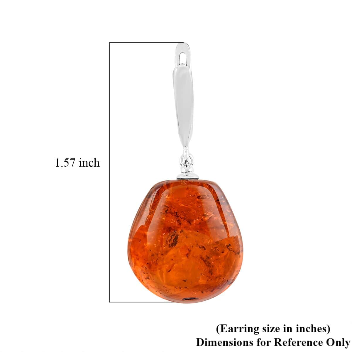 Baltic Amber Drop Earrings in Sterling Silver image number 4