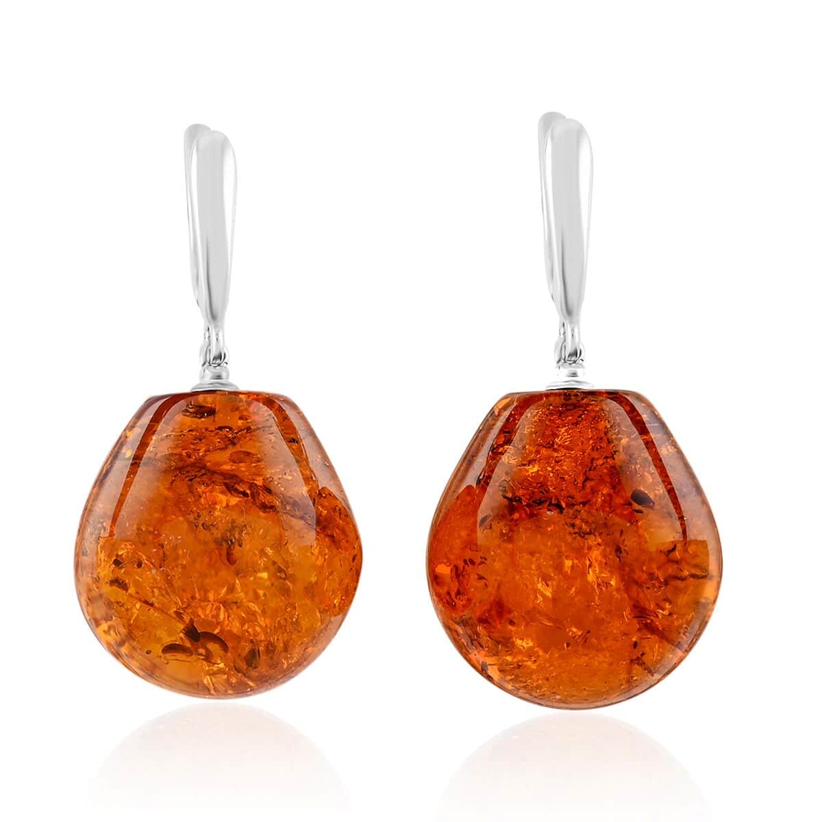 Baltic Amber Drop Earrings in Sterling Silver image number 0