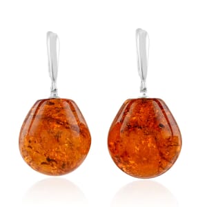 Baltic Amber Drop Earrings in Sterling Silver