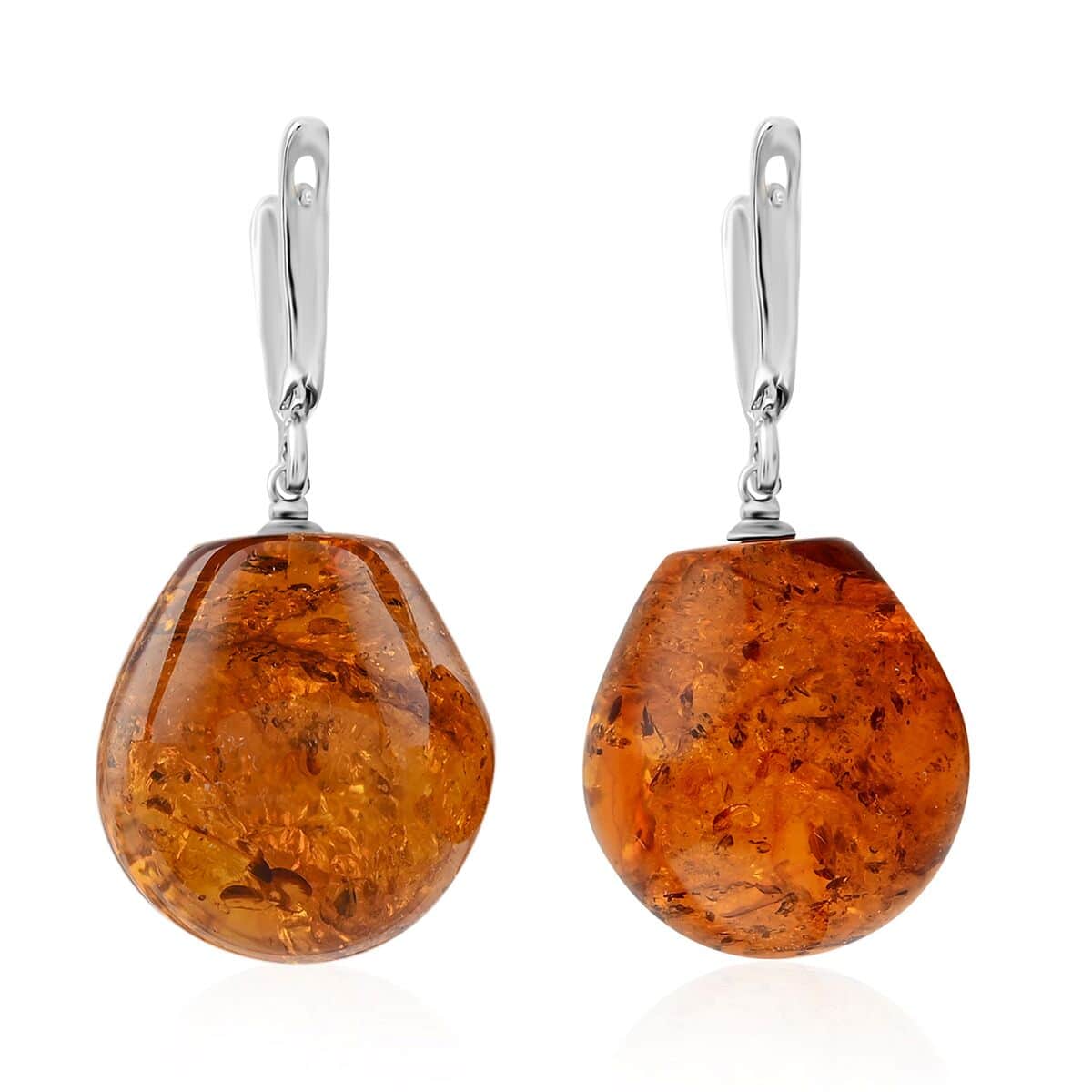 Baltic Amber Drop Earrings in Sterling Silver image number 3