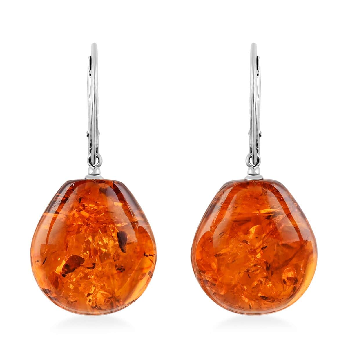 Baltic Amber Drop Earrings in Sterling Silver image number 0