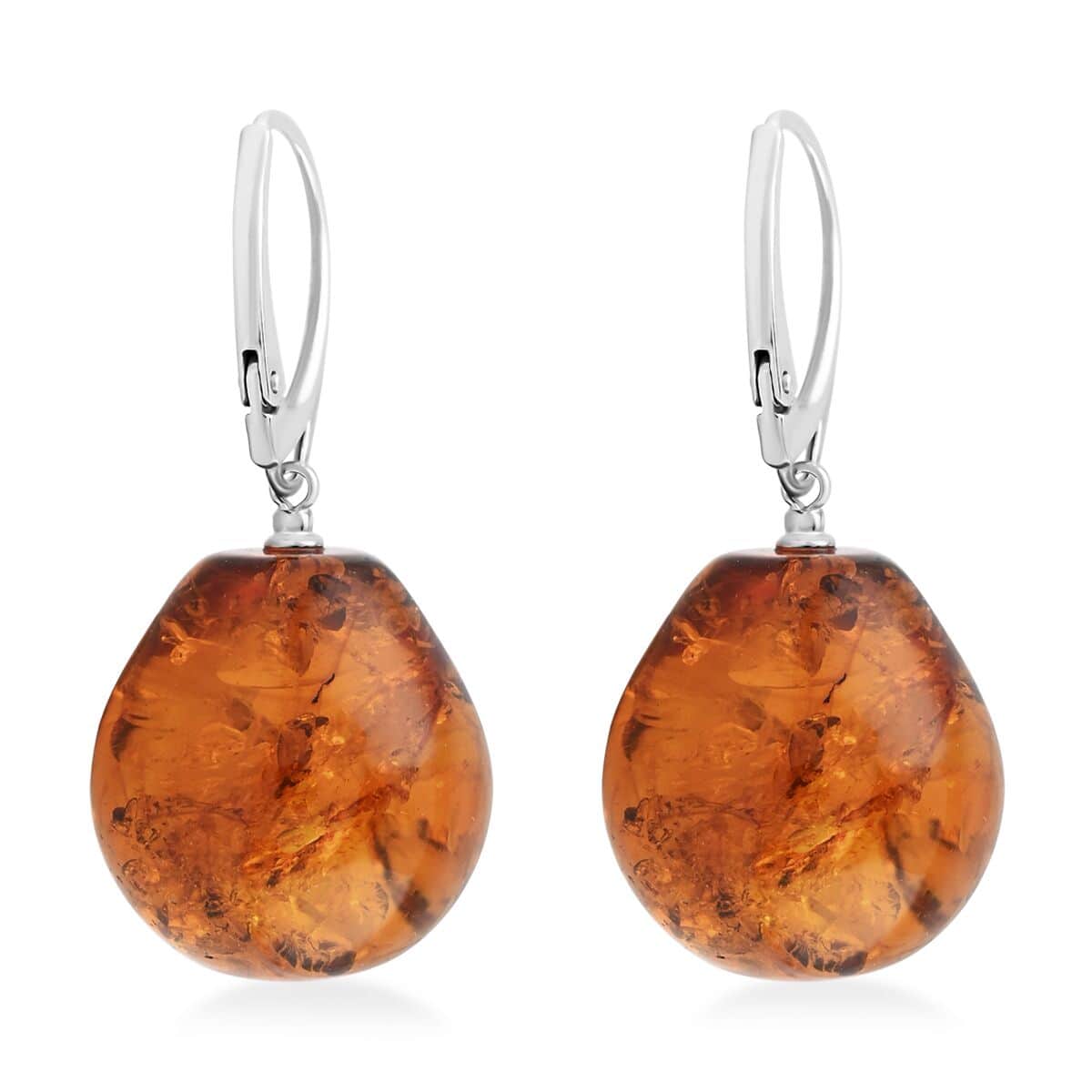 Baltic Amber Drop Earrings in Sterling Silver image number 3