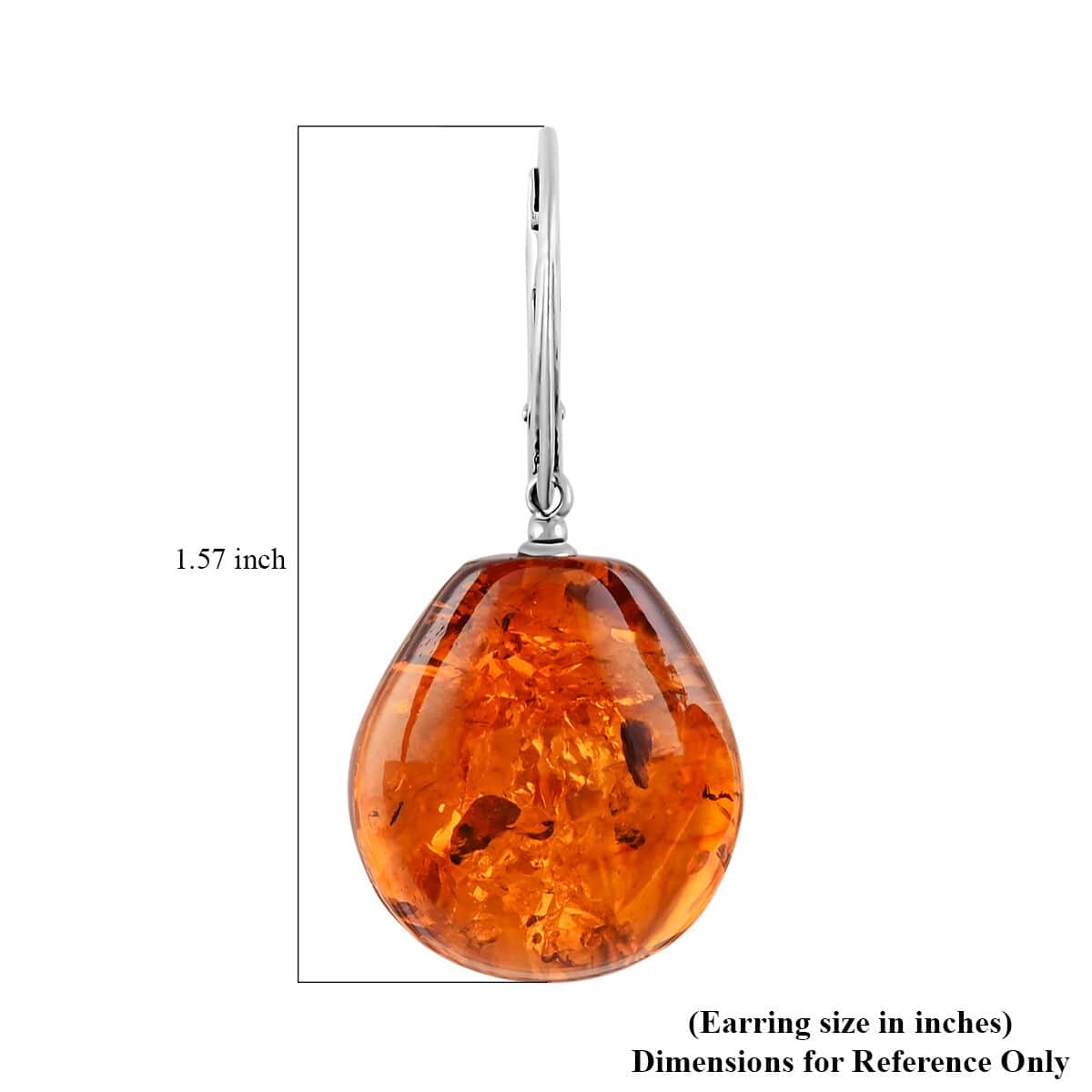 Baltic Amber Drop Earrings in Sterling Silver image number 4