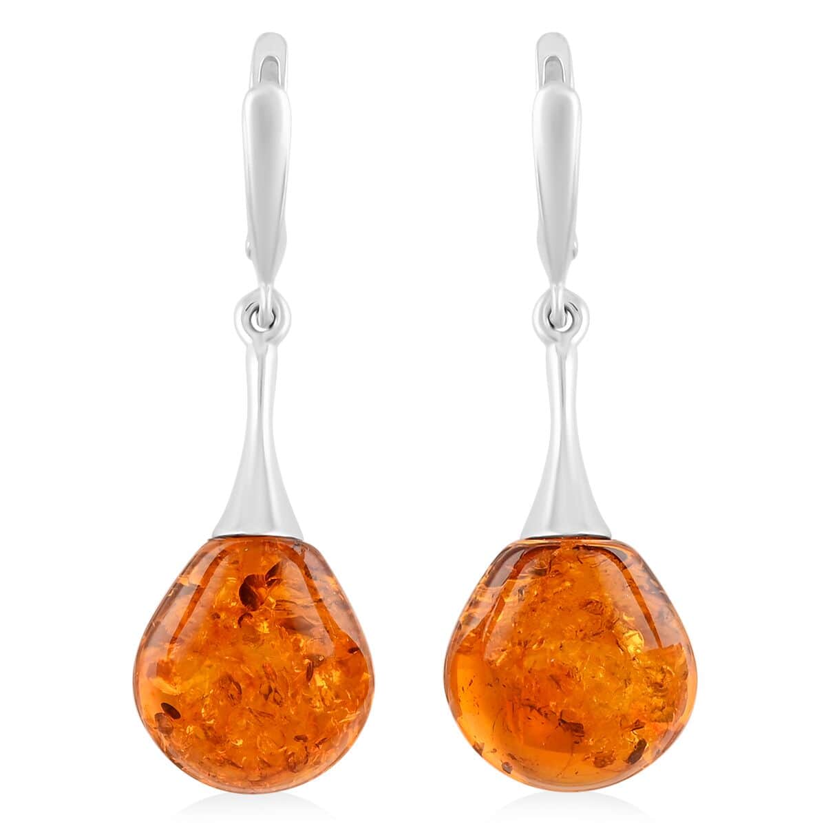 Baltic Amber Drop Earrings in Sterling Silver image number 0