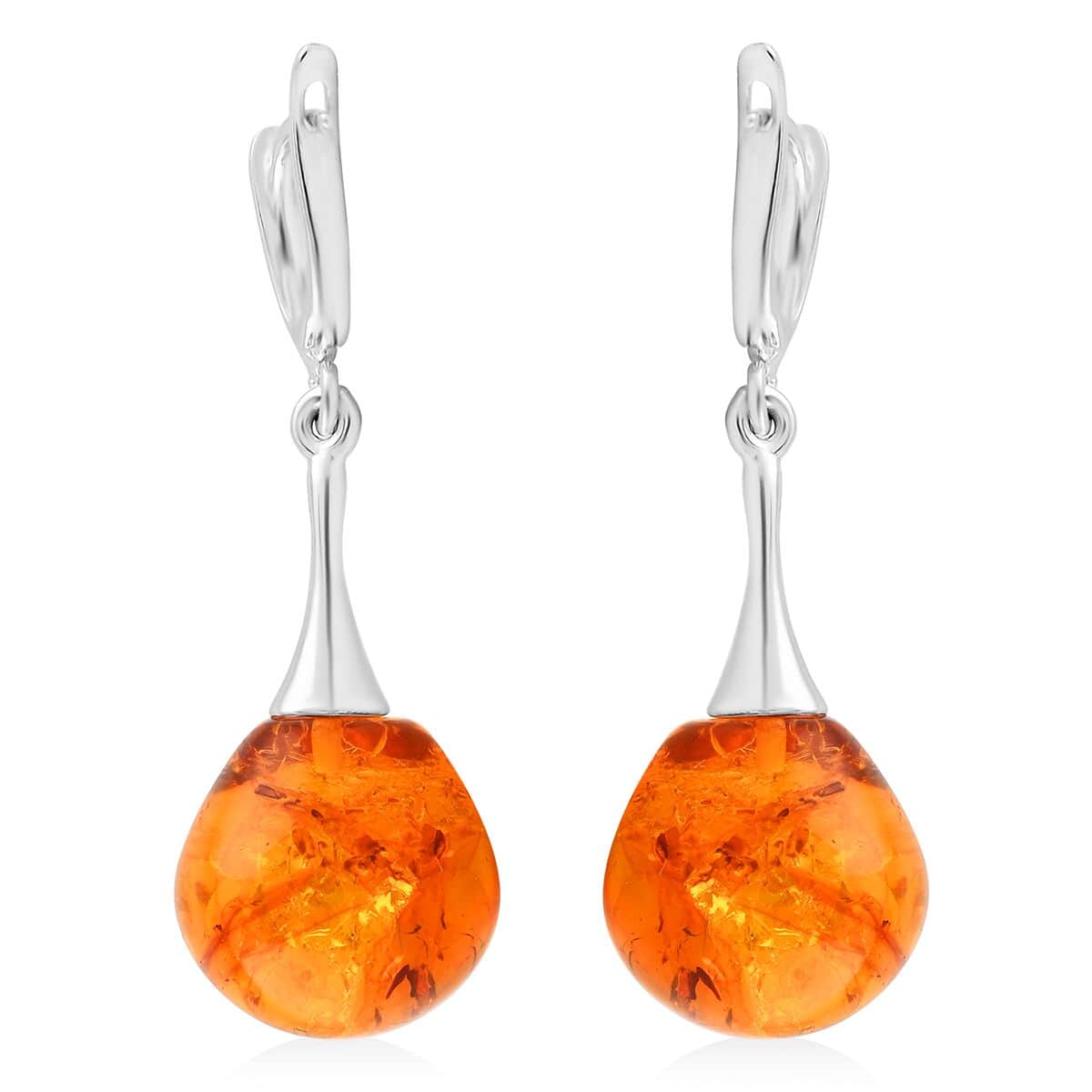 Baltic Amber Drop Earrings in Sterling Silver image number 3