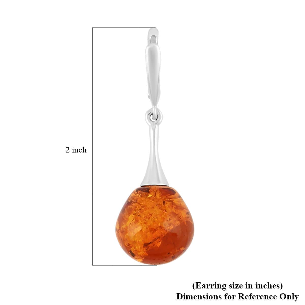 Baltic Amber Drop Earrings in Sterling Silver image number 4