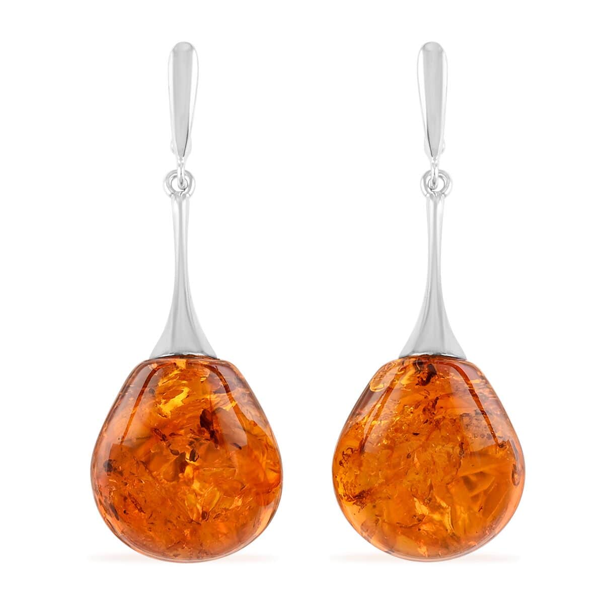 Baltic Amber Drop Earrings in Sterling Silver image number 0