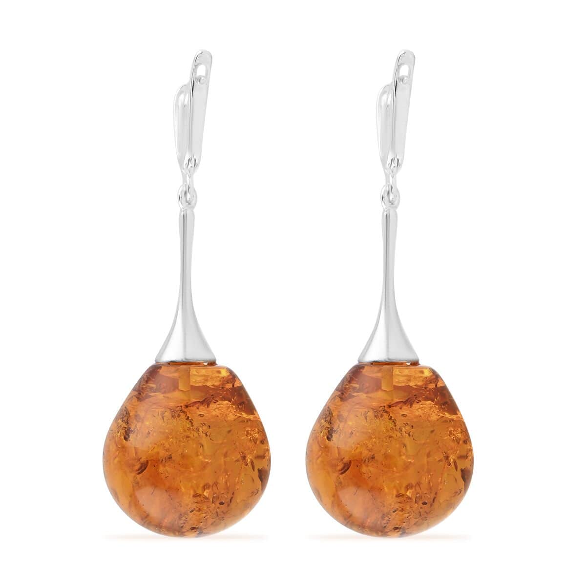 Baltic Amber Drop Earrings in Sterling Silver image number 3