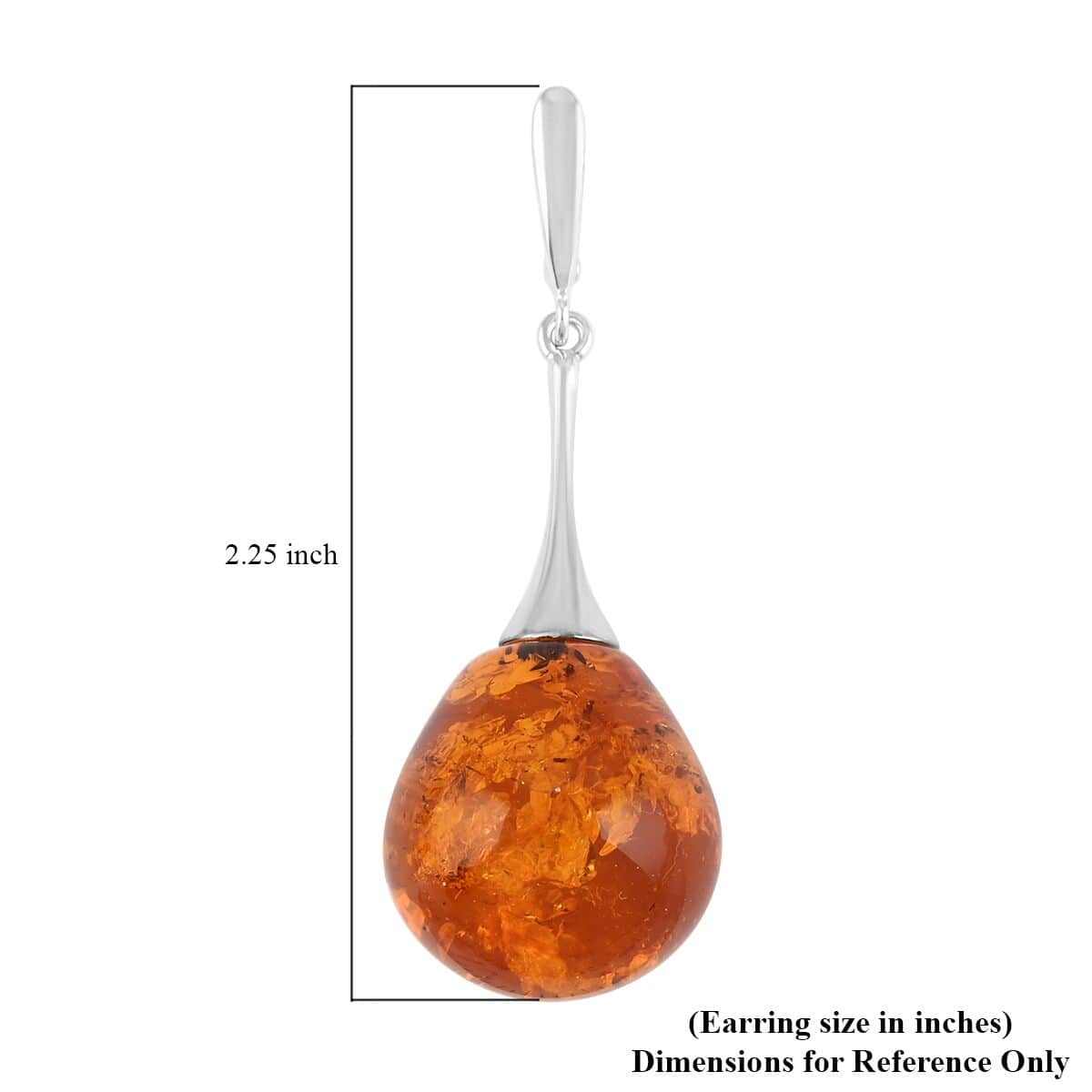 Baltic Amber Drop Earrings in Sterling Silver image number 4