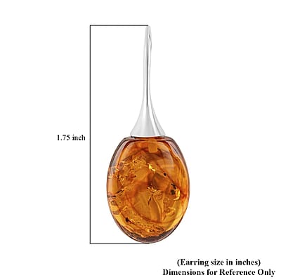 Baltic Amber Sunflower Drop Earrings in Sterling Silver