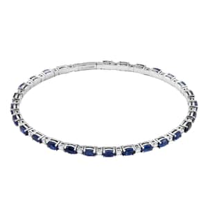 Modani Kyanite and White Topaz 6.38 ctw Bangle Bracelet (6.75 In) in Sterling Silver with 1.5g Titanium Spring