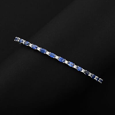 Modani Kyanite and White Topaz 6.38 ctw Bangle Bracelet (6.75 In) in Sterling Silver with 1.5g Titanium Spring