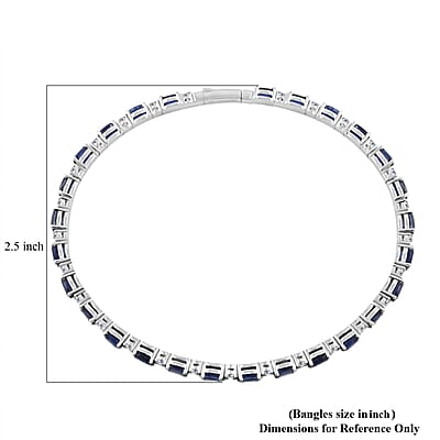 Modani Kyanite and White Topaz 6.38 ctw Bangle Bracelet (6.75 In) in Sterling Silver with 1.5g Titanium Spring