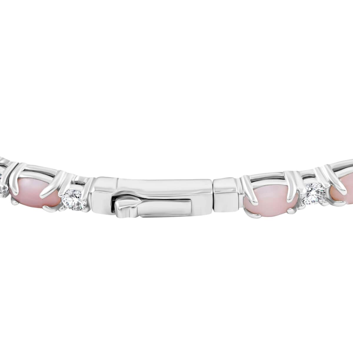 Modani Pink Opal, White Topaz Bangle Bracelet (6.75 in) in Sterling Silver with with 1.5g Titanium Spring 5.50 ctw image number 2