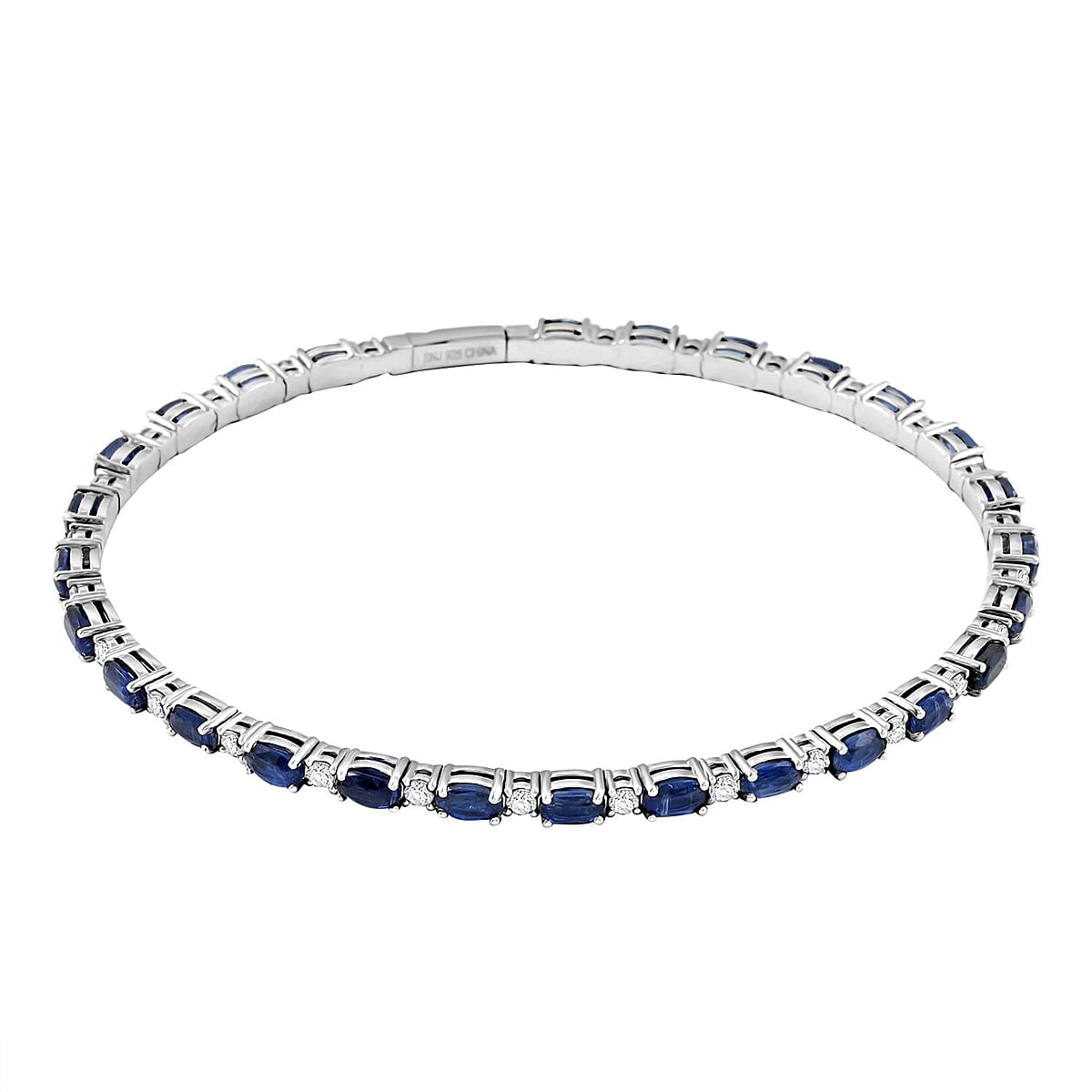 Modani Kyanite and White Topaz 7.83 ctw Bangle Bracelet (8.00 In) in Sterling Silver with 1.5g Titanium Spring image number 0