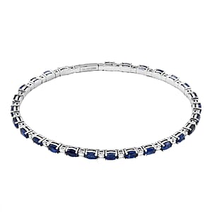 Modani Kyanite and White Topaz 7.83 ctw Bangle Bracelet (8.00 In) in Sterling Silver with 1.5g Titanium Spring