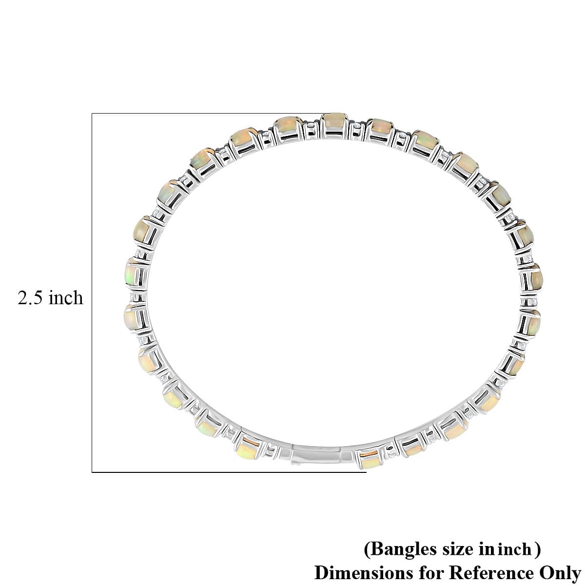 Modani Ethiopian Welo Opal and White Topaz 6.21 ctw Bangle Bracelet (8.00 In) in Sterling Silver with 1.5g Titanium Spring image number 3