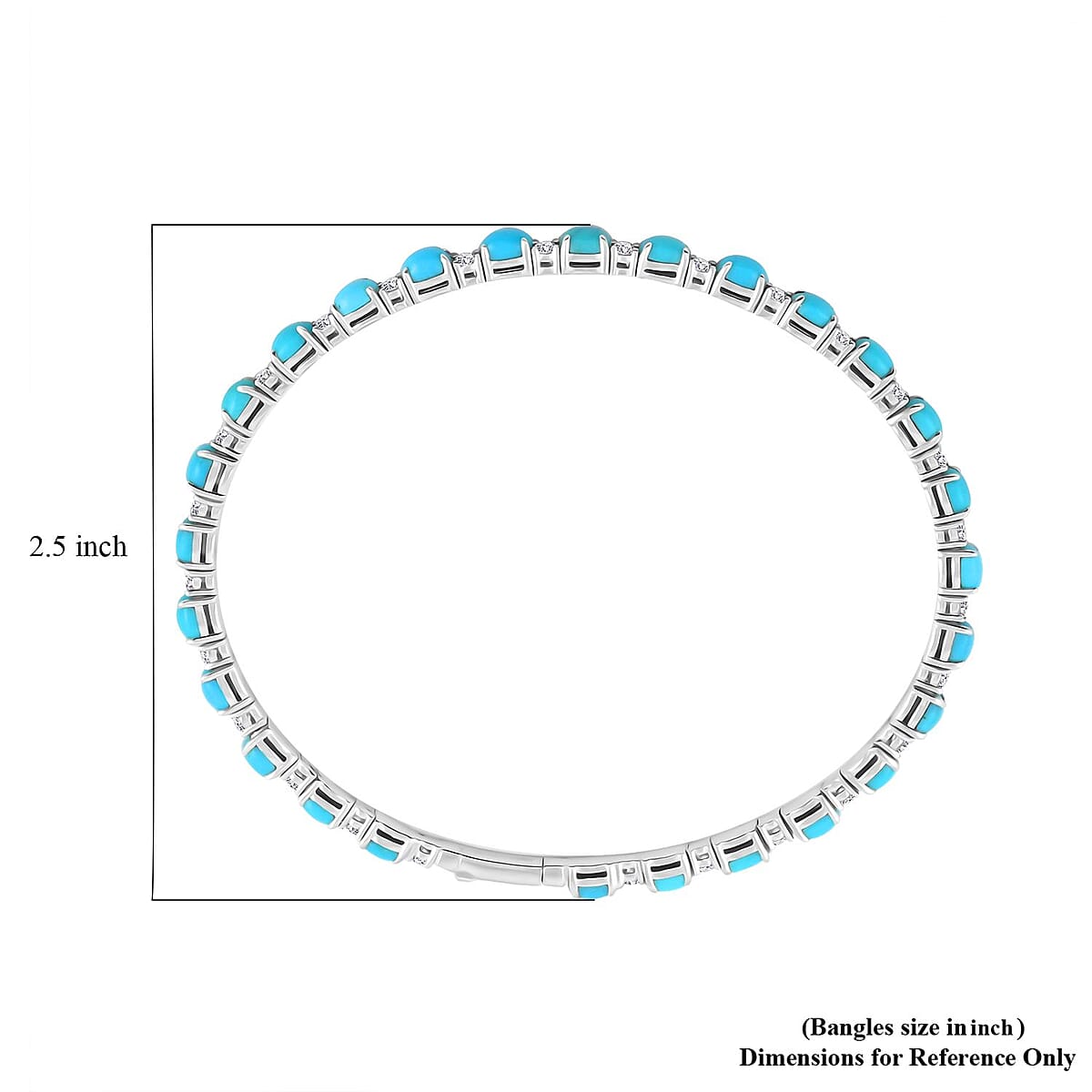 Modani Sleeping Beauty Turquoise and White Topaz 6.75 ctw Bangle Bracelet (8.0 In) in Sterling Silver with 1.5g Titanium Spring image number 3