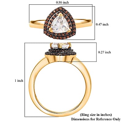 Premium Malagasy Moonstone and Champagne Zircon 1.20 ctw Double Halo Ring in 18K Vermeil Yellow Gold Over Sterling Silver (Size 10.0)