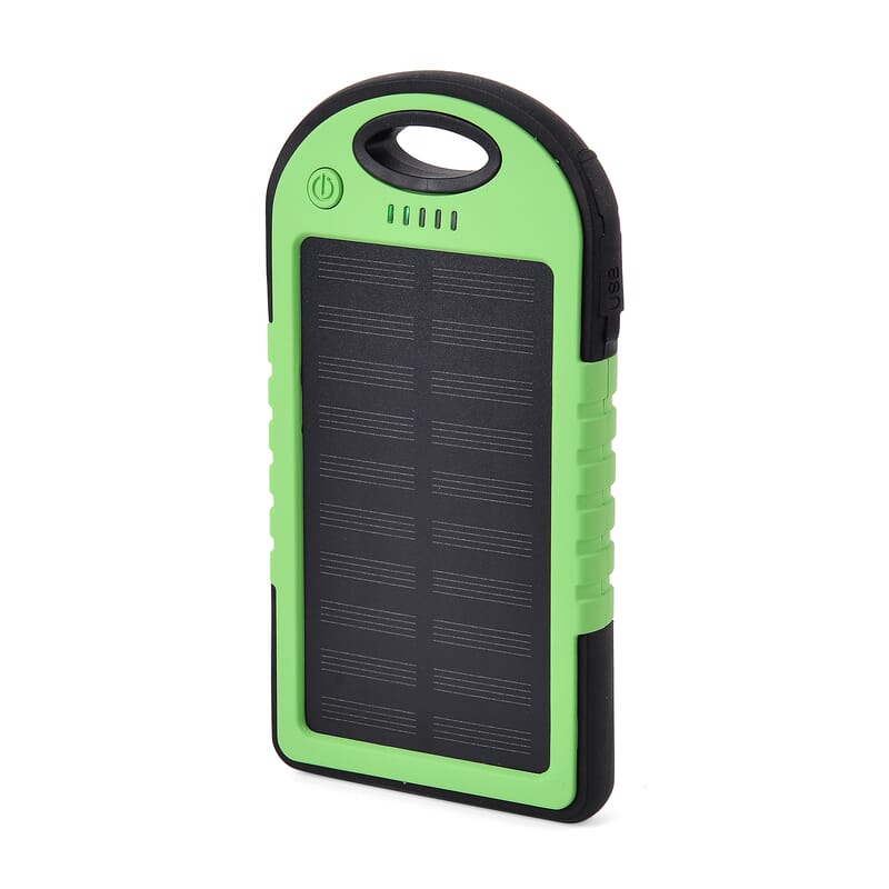 Homesmart Green Carabiner Solar 4000 mAh Battery Charger with USB & Emergency LED Torch