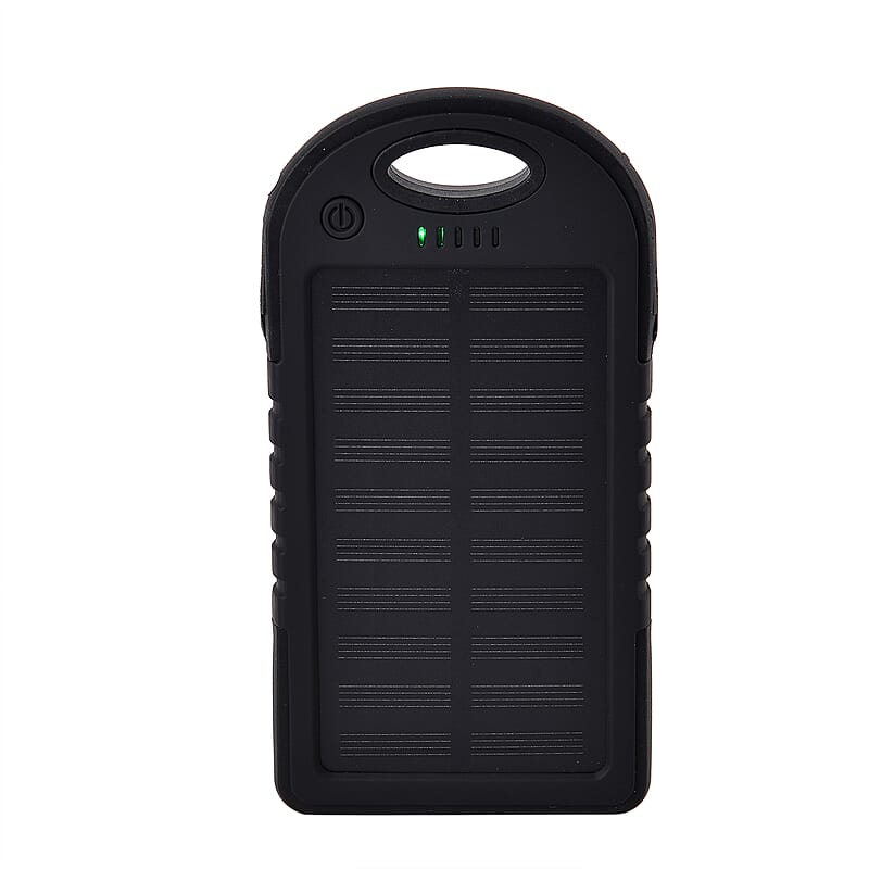 Homesmart Black Carabiner Solar 4000 mAh Battery Charger with USB & Emergency LED Torch