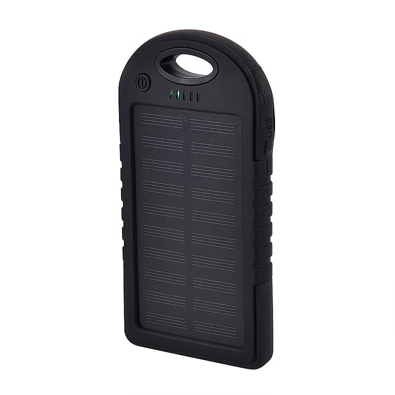 Homesmart Black Carabiner Solar 4000 mAh Battery Charger with USB & Emergency LED Torch