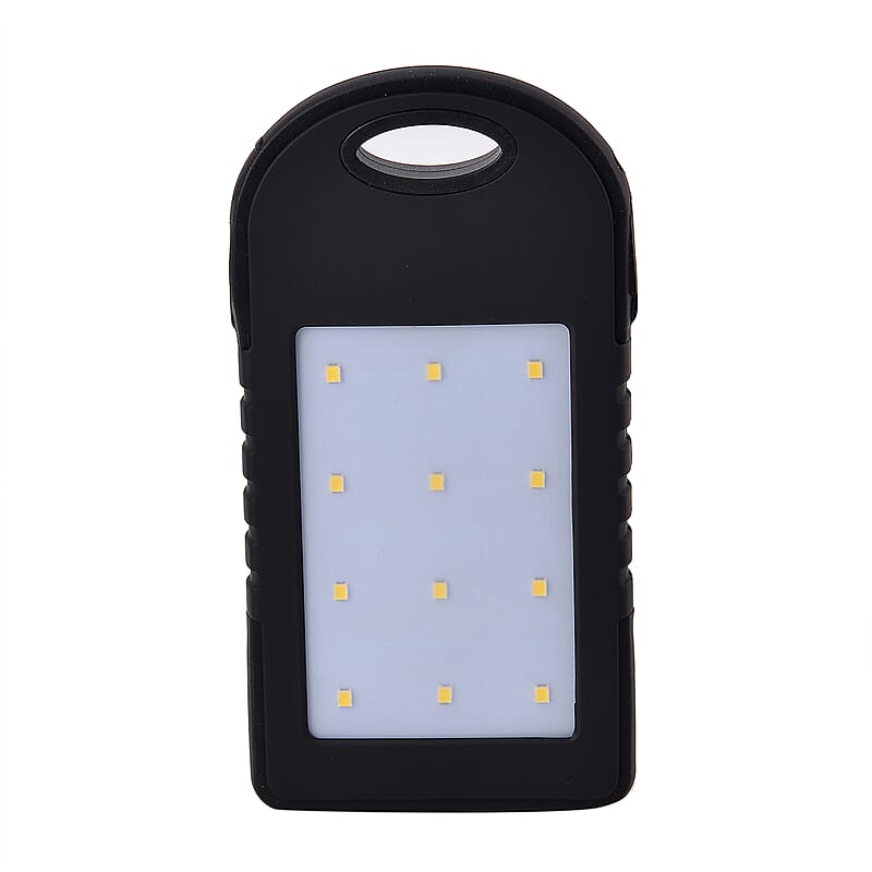 Homesmart Black Carabiner Solar 4000 mAh Battery Charger with USB & Emergency LED Torch